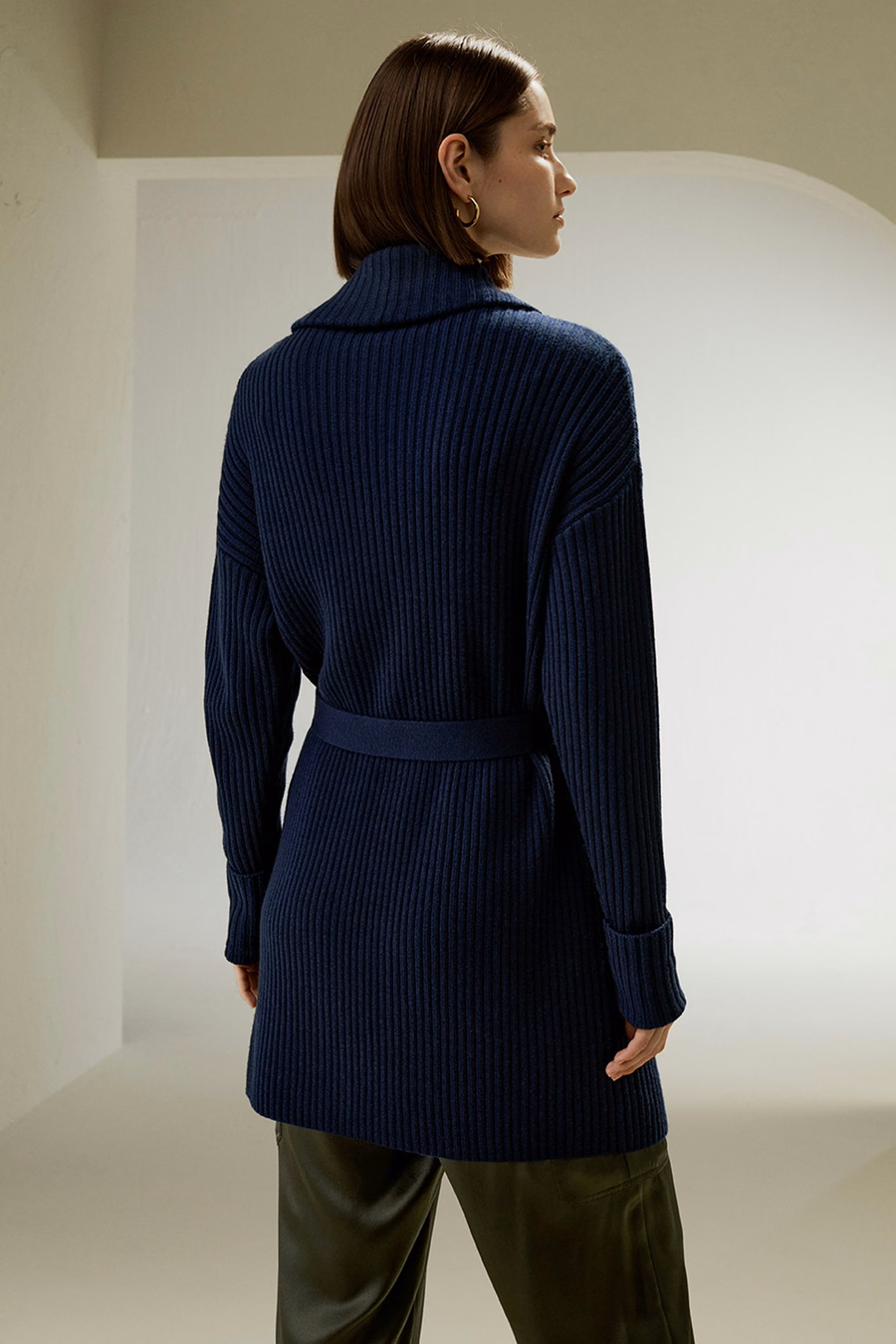 Merino Wool Shawl Collar Cardigan