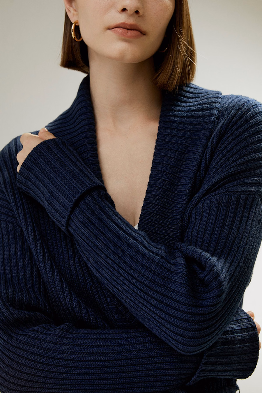 Merino Wool Shawl Collar Cardigan