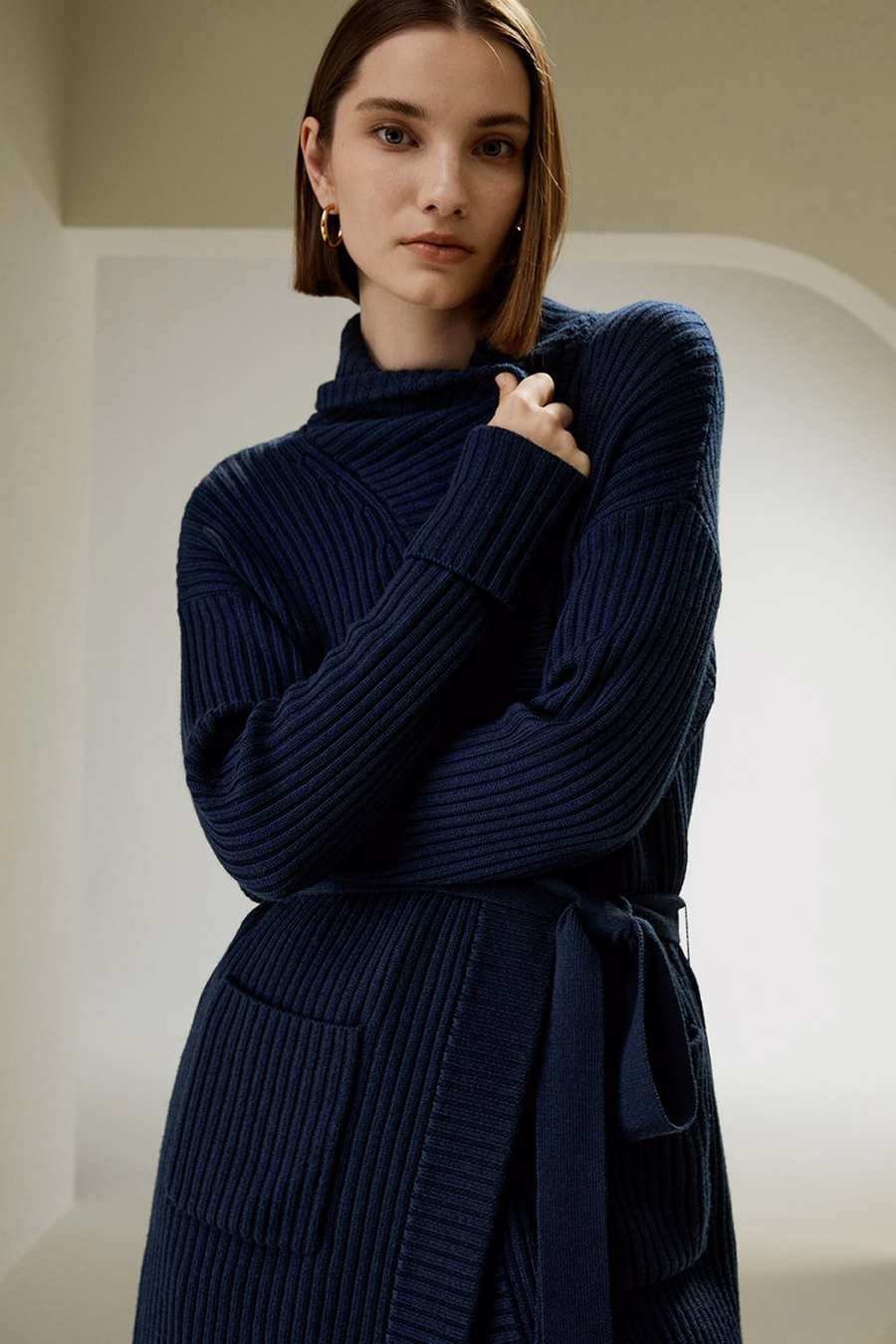 Merino Wool Shawl Collar Cardigan