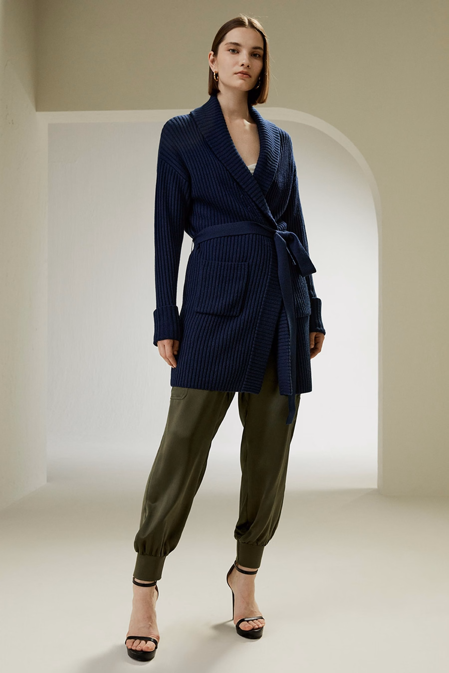 Merino Wool Shawl Collar Cardigan