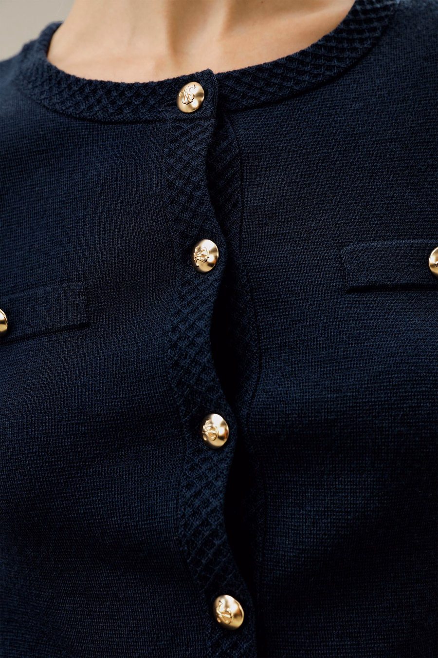 Merino Wool Golden Buttons Cardigan