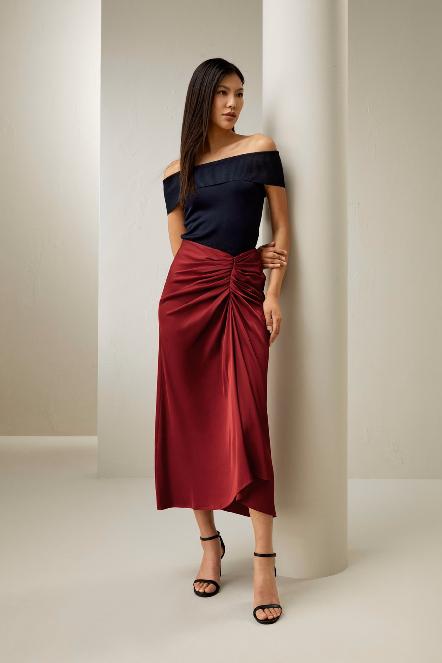 Off-Shoulder Silk Top