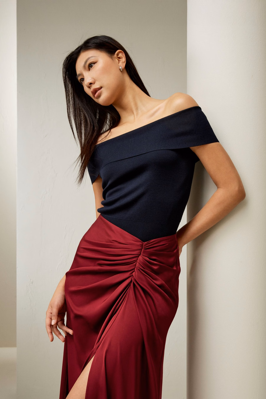Off-Shoulder Silk Top