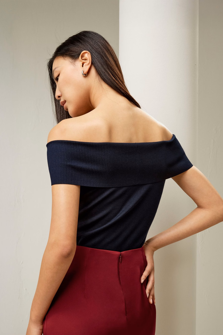 Off-Shoulder Silk Top