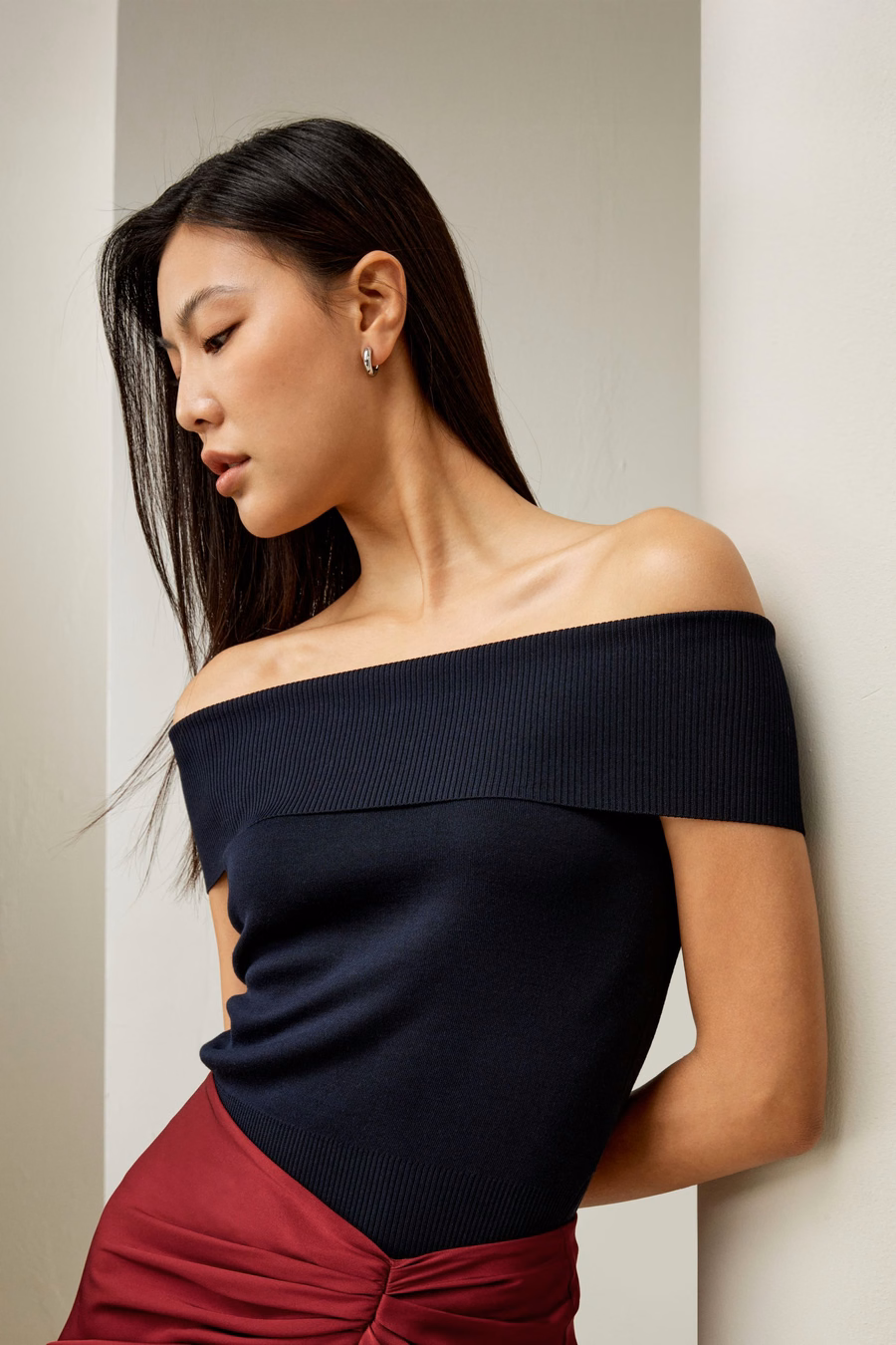 Off-Shoulder Silk Top