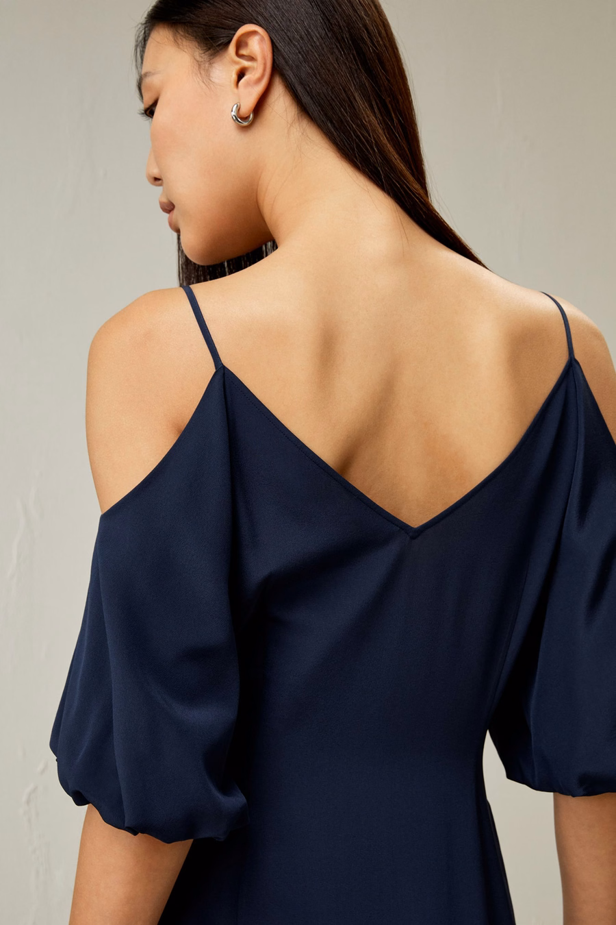 Cold Shoulder Silk Dress