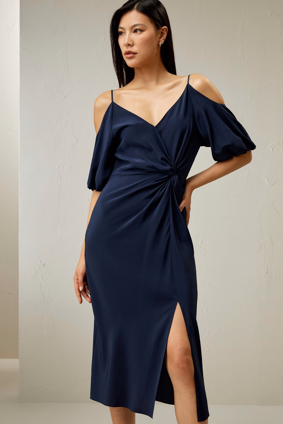 Cold Shoulder Silk Dress