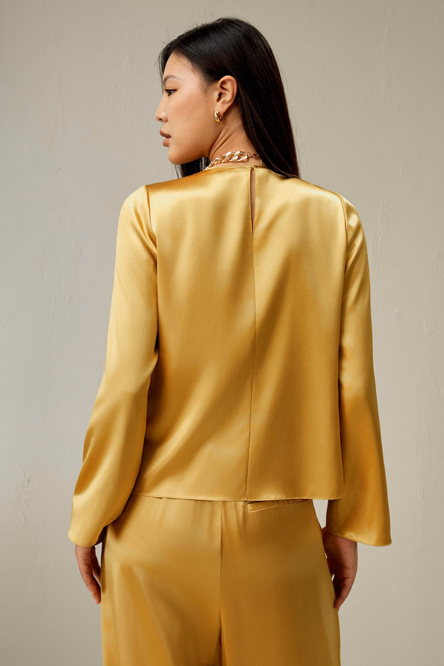Minimalist Long Sleeve Silk Top