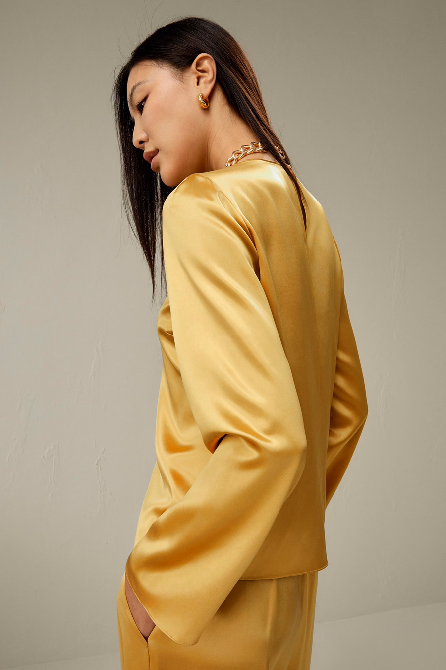 Minimalist Long Sleeve Silk Top