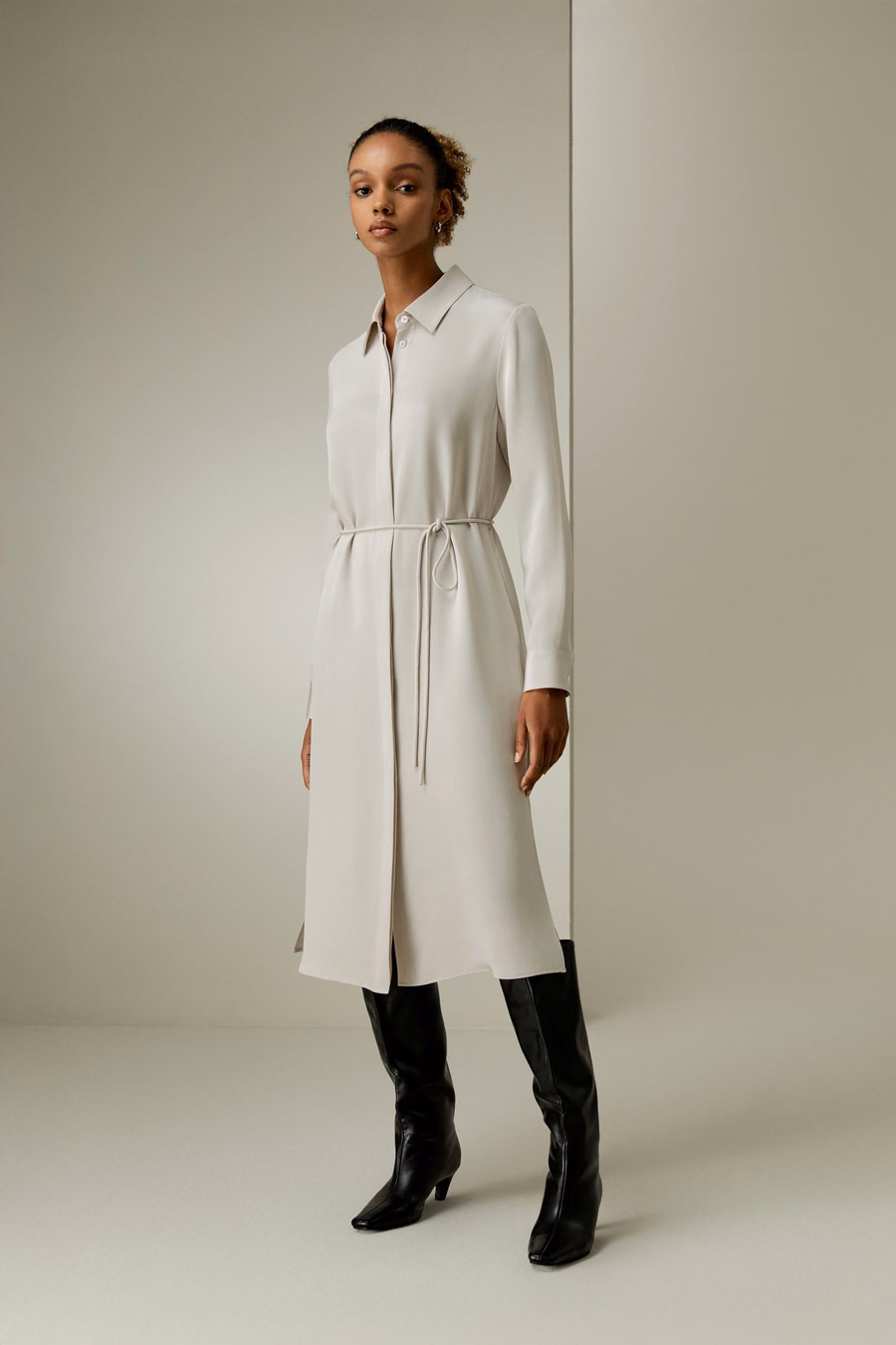 Rope Tie Plain Drape Dress