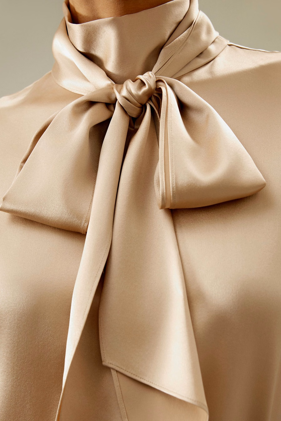 Sleeveless Tie-Neck Silk Blouse