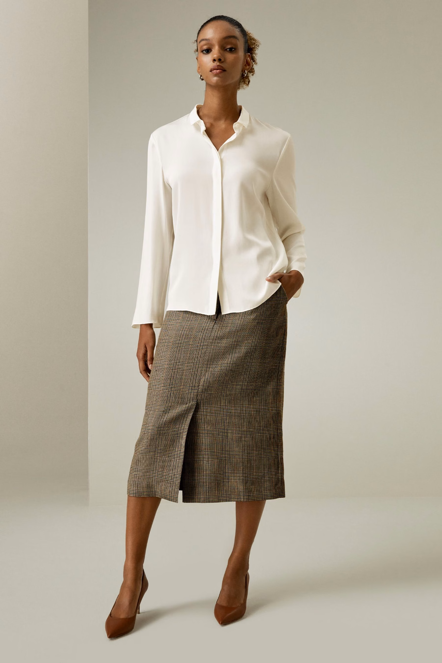 Classic Collar Silk Shirt