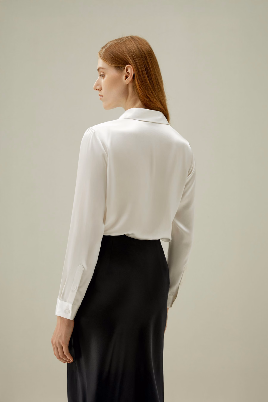 Basic Concealed Placket Silk Shirt