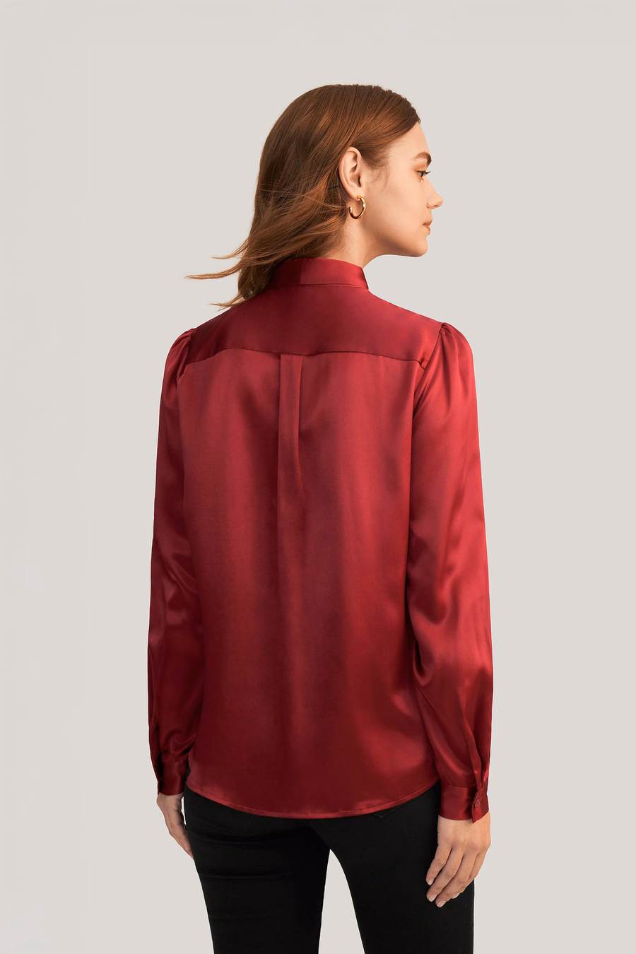Women Bow-tie Neck Silk Blouse