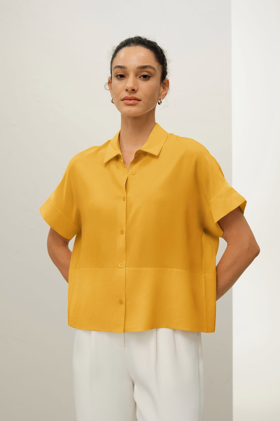 Casual Short Sleeves Loose Silk T-Shirt