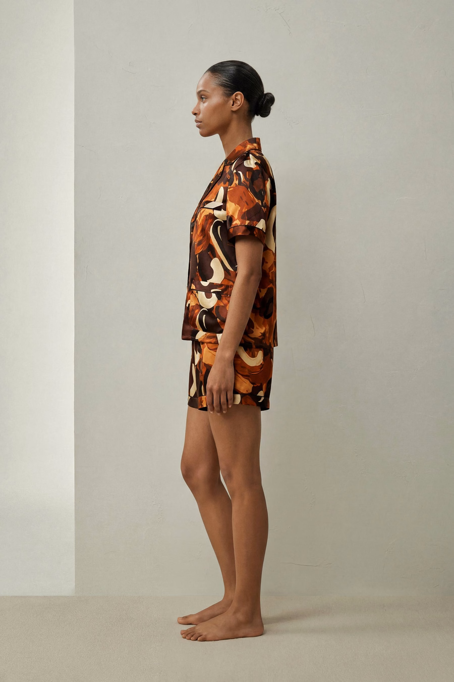 Women Silk Print Pajamas Set
