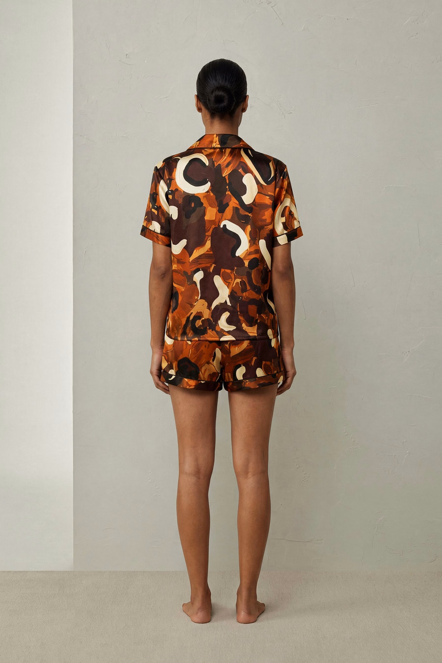 Women Silk Print Pajamas Set