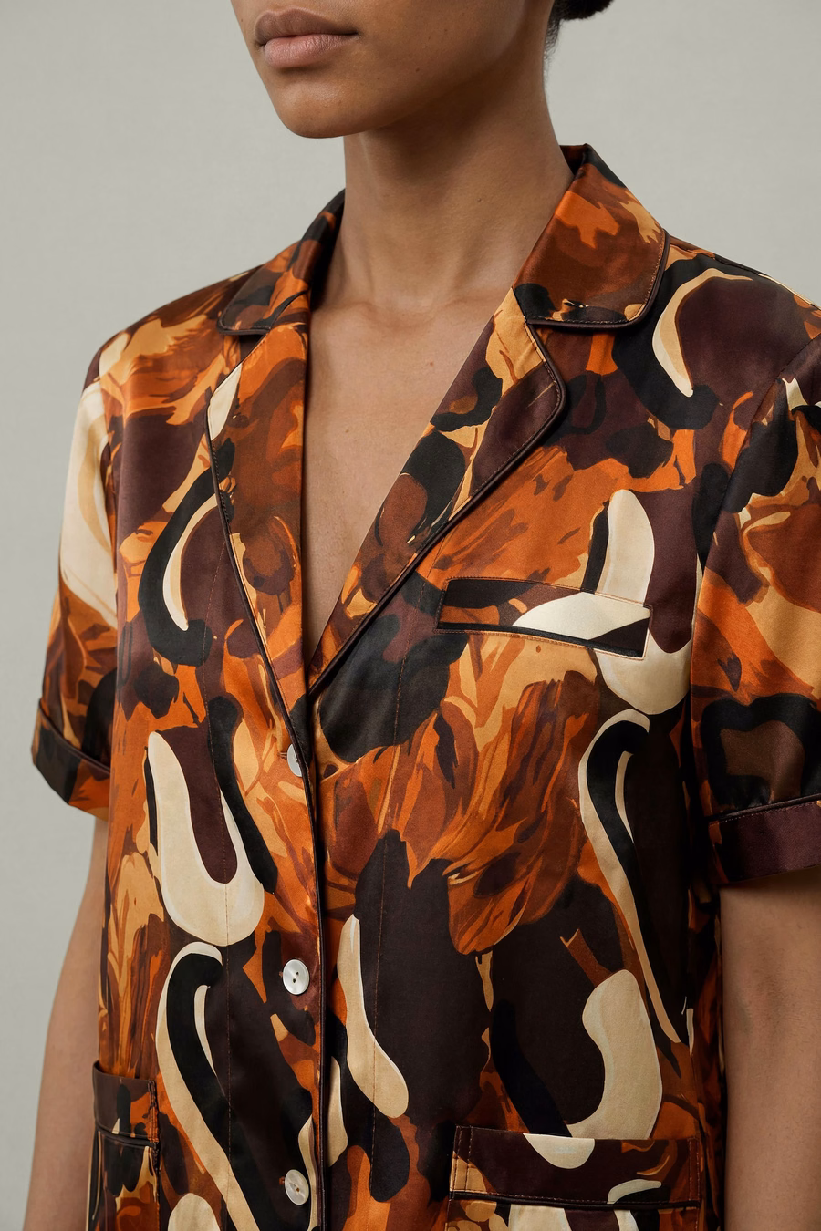 Women Silk Print Pajamas Set