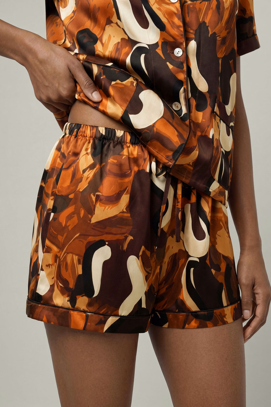 Women Silk Print Pajamas Set