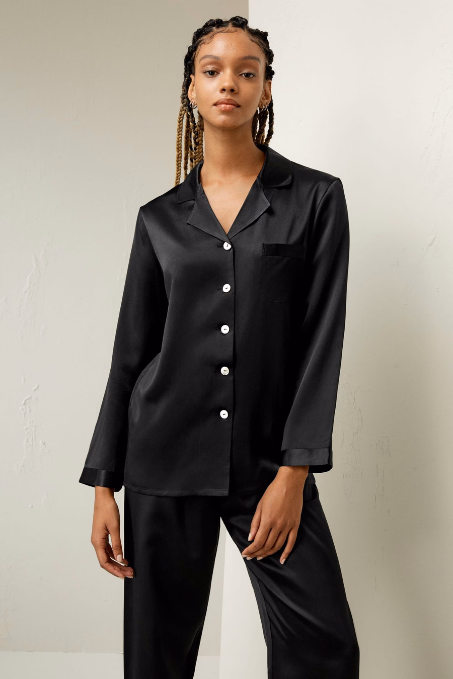 Full Length Silk Women Pajamas Set