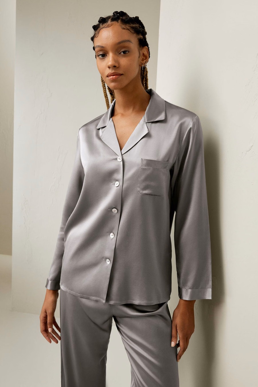 Full Length Silk Women Pajamas Set