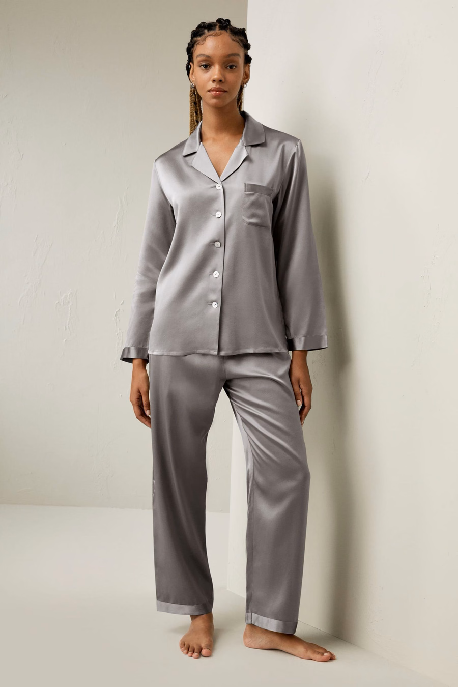 Full Length Silk Women Pajamas Set