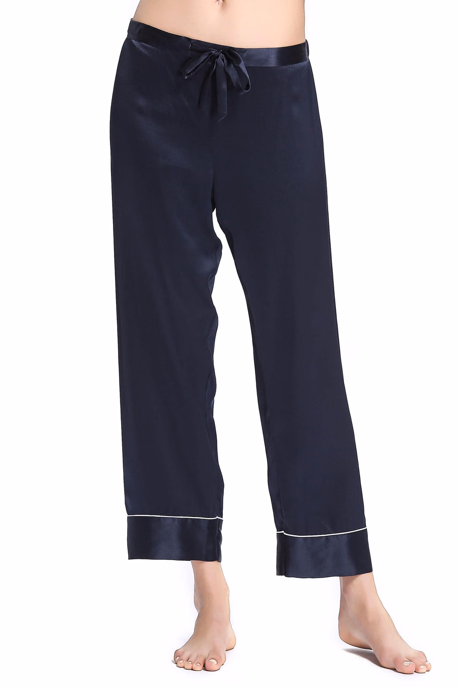 Chic Trimmed women Silk Pajamas Set
