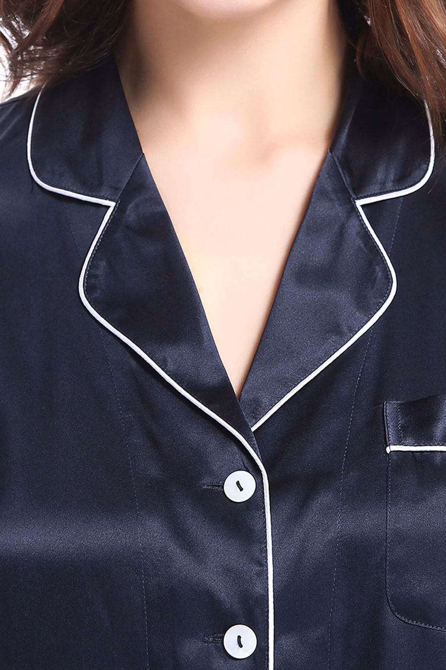 Chic Trimmed women Silk Pajamas Set