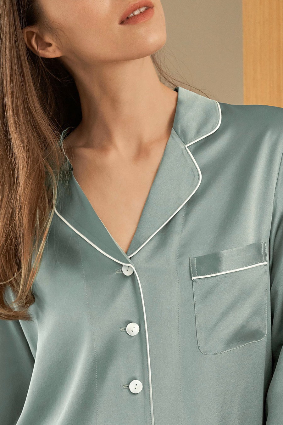 Chic Trimmed women Silk Pajamas Set