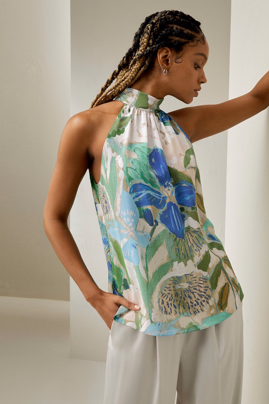 Praslin Mock Neck Silk Top