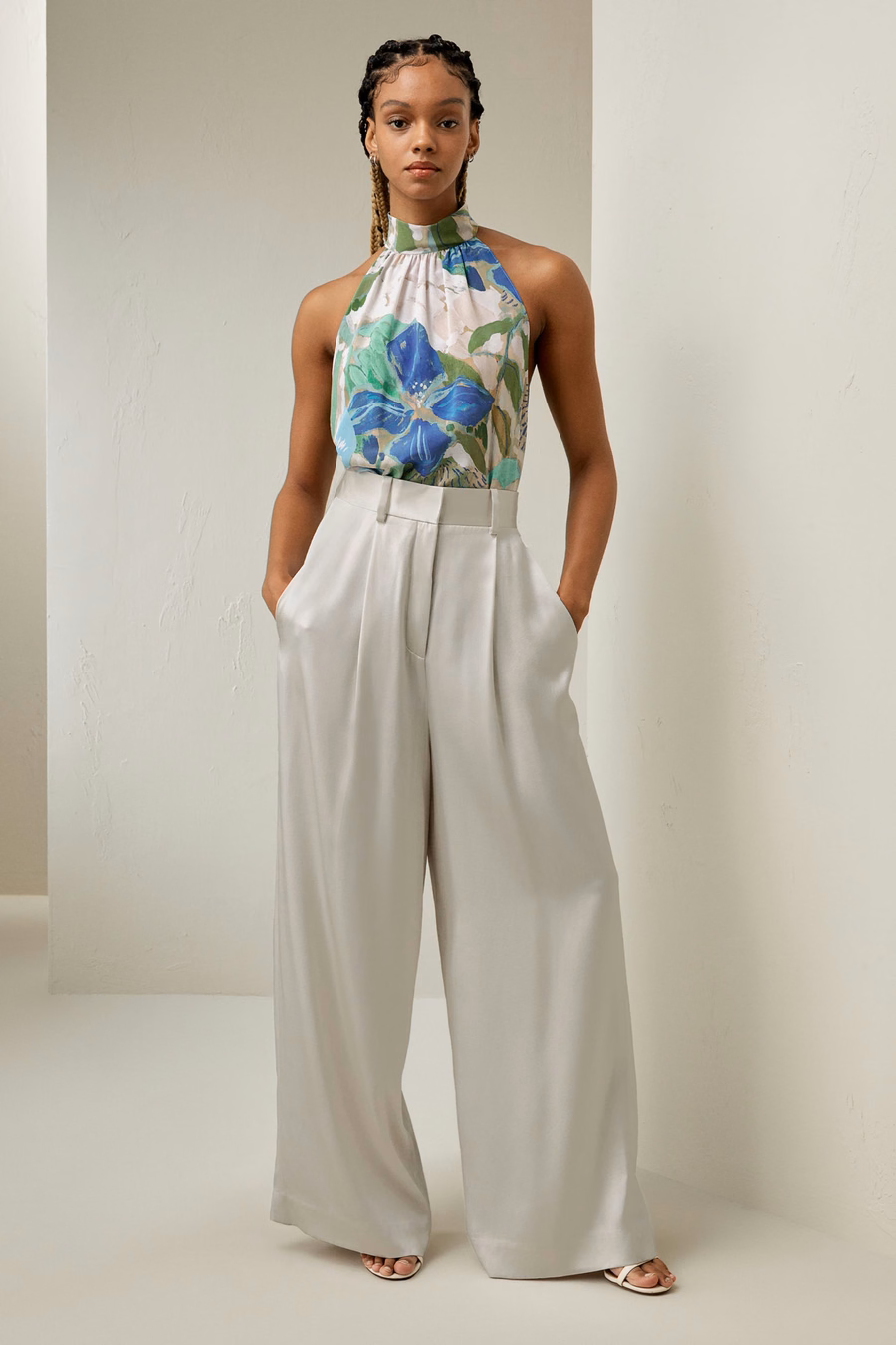 Praslin Mock Neck Silk Top