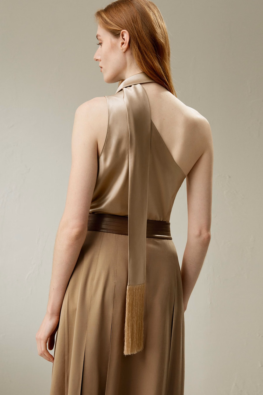 One-Shoulder Evening Watershine Silk Top