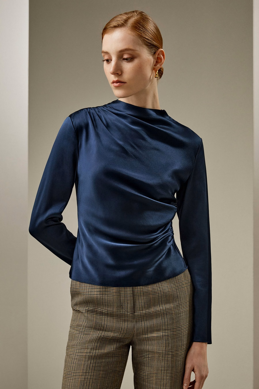 Oblique Wave Silk Blouse