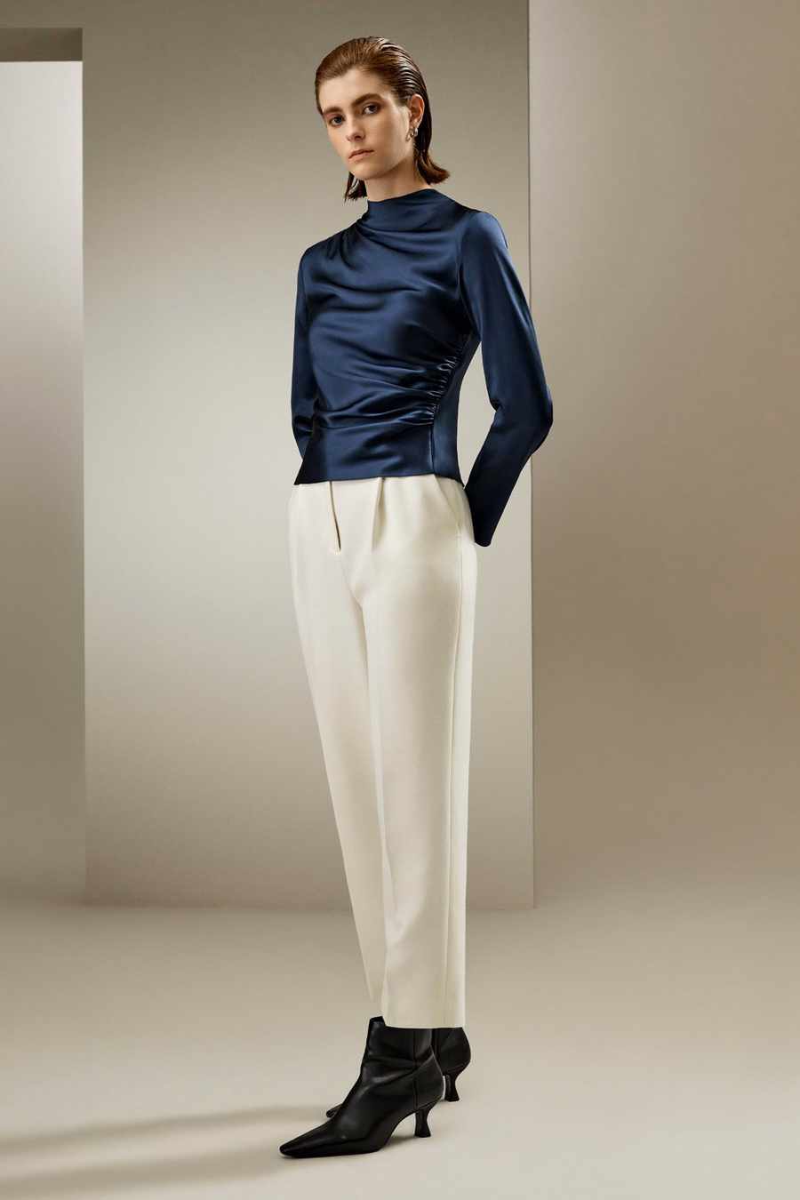 Oblique Wave Silk Blouse