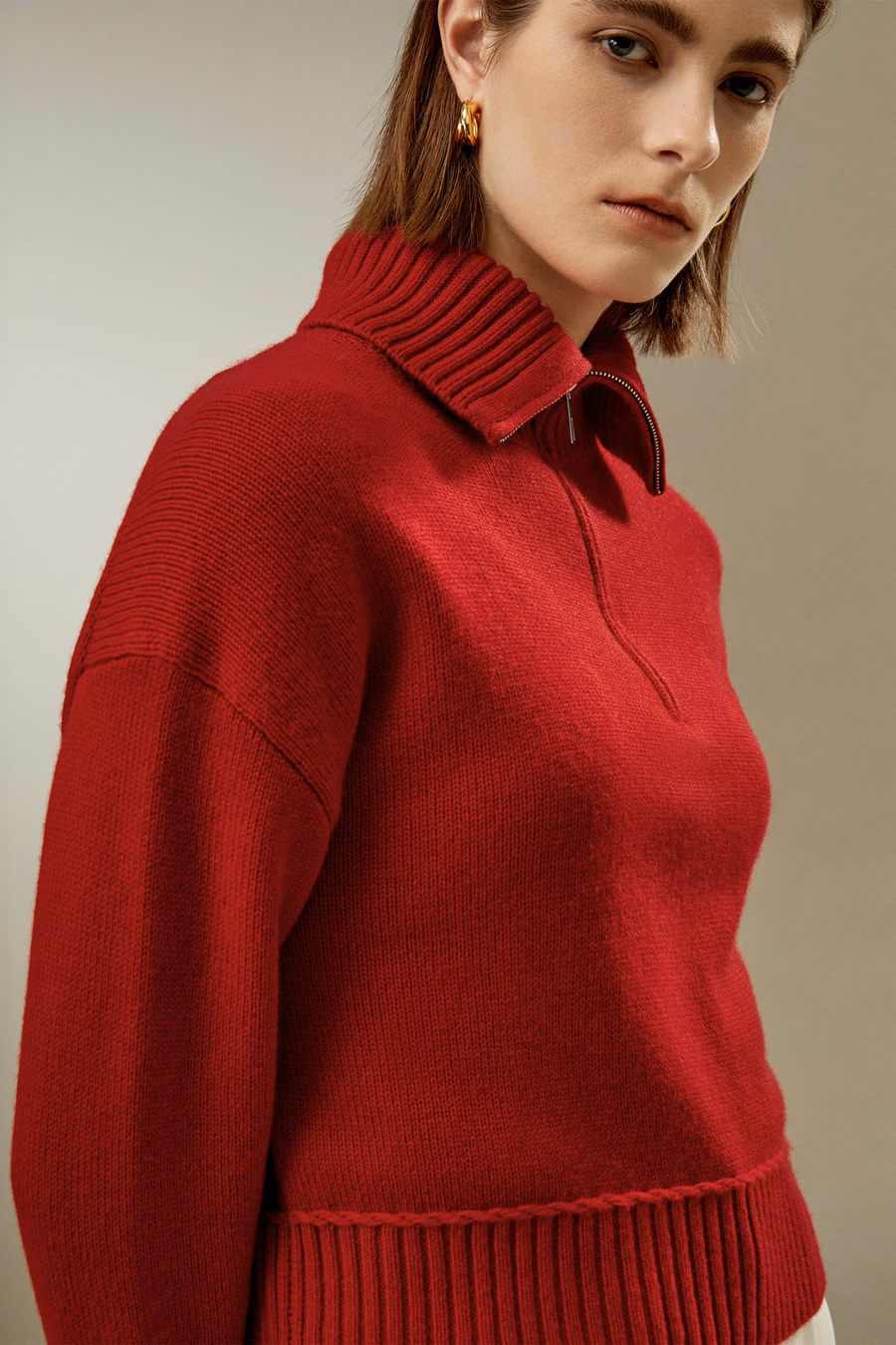 Relaxed Fit Wool-Cashmere Blend Sweater