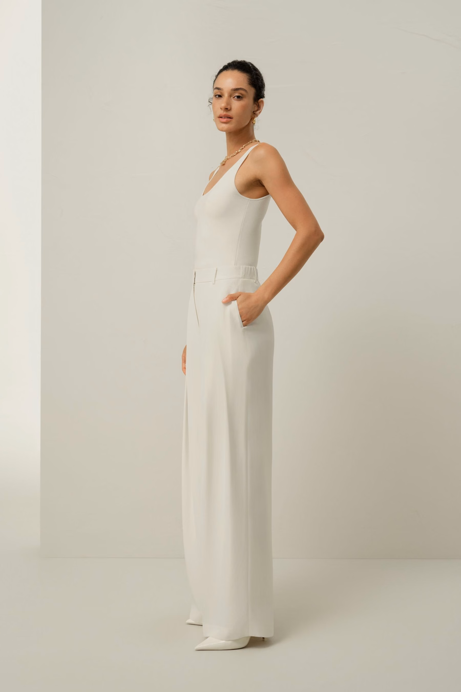 Silk Crepe Wide-Leg Pant
