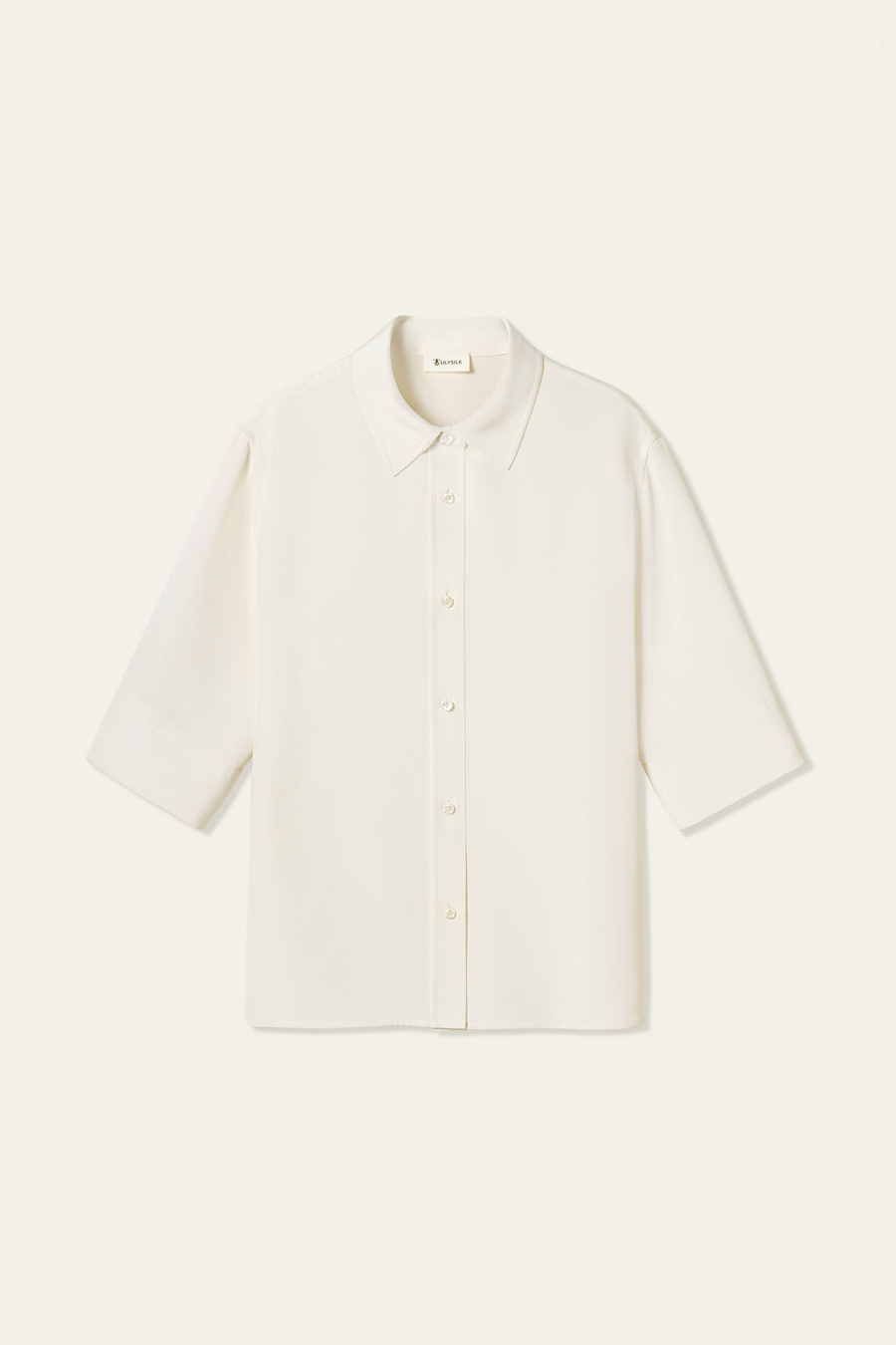 Silk Crepe Relaxed Half-Sleeve Shirt