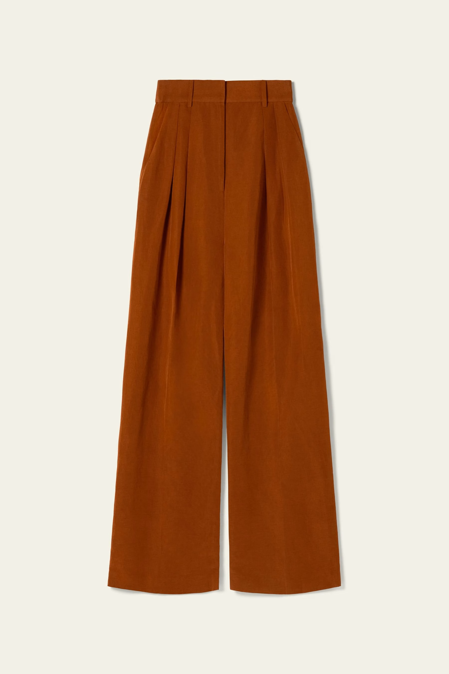 Front-Pleated Silk-Linen Blend Trousers