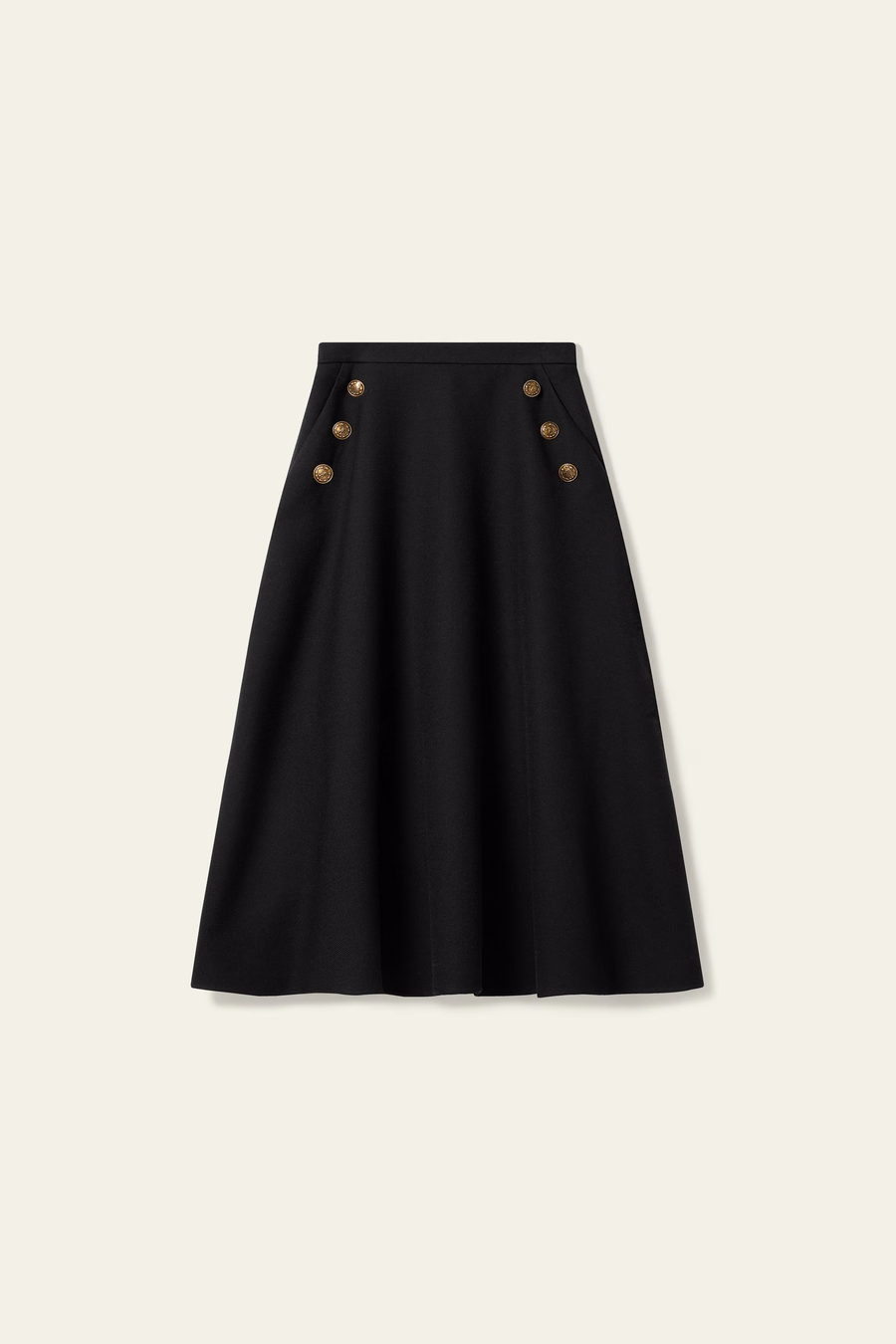 Refined Silk-Wool A-Line Midi Skirt