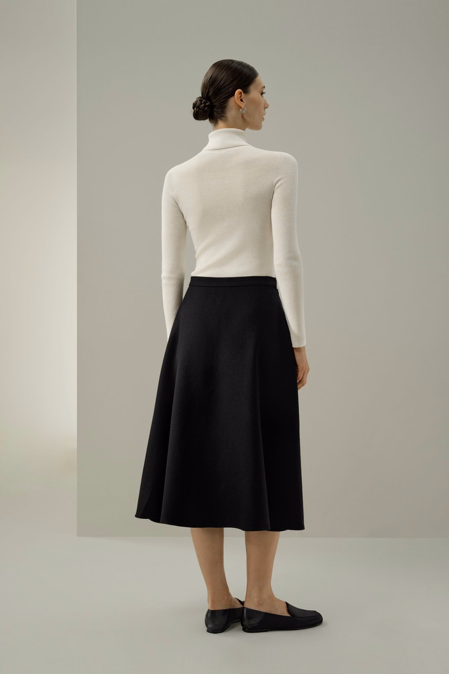Refined Silk-Wool A-Line Midi Skirt