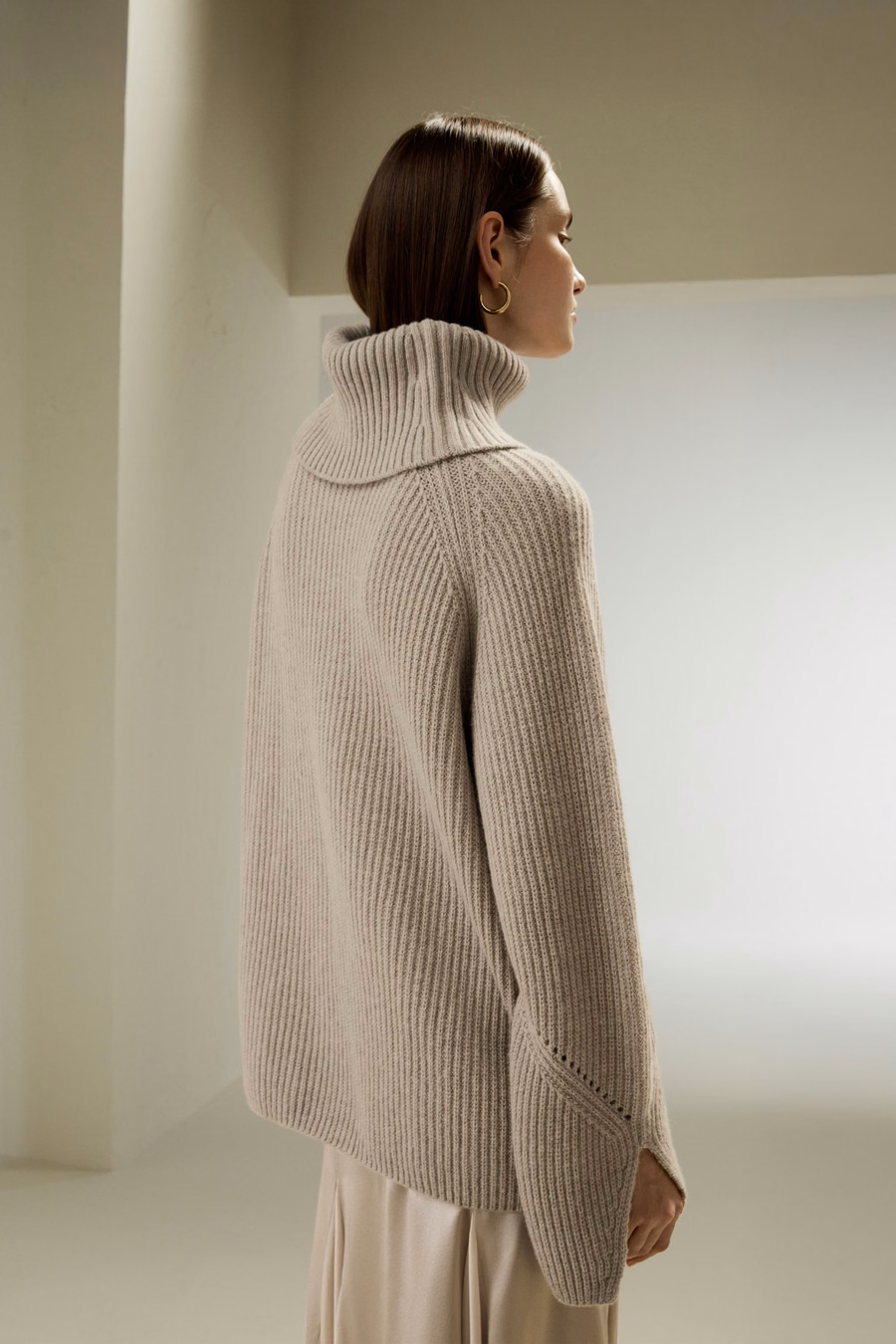 Oversized Merino Wool Sweater with Slit Sleeves