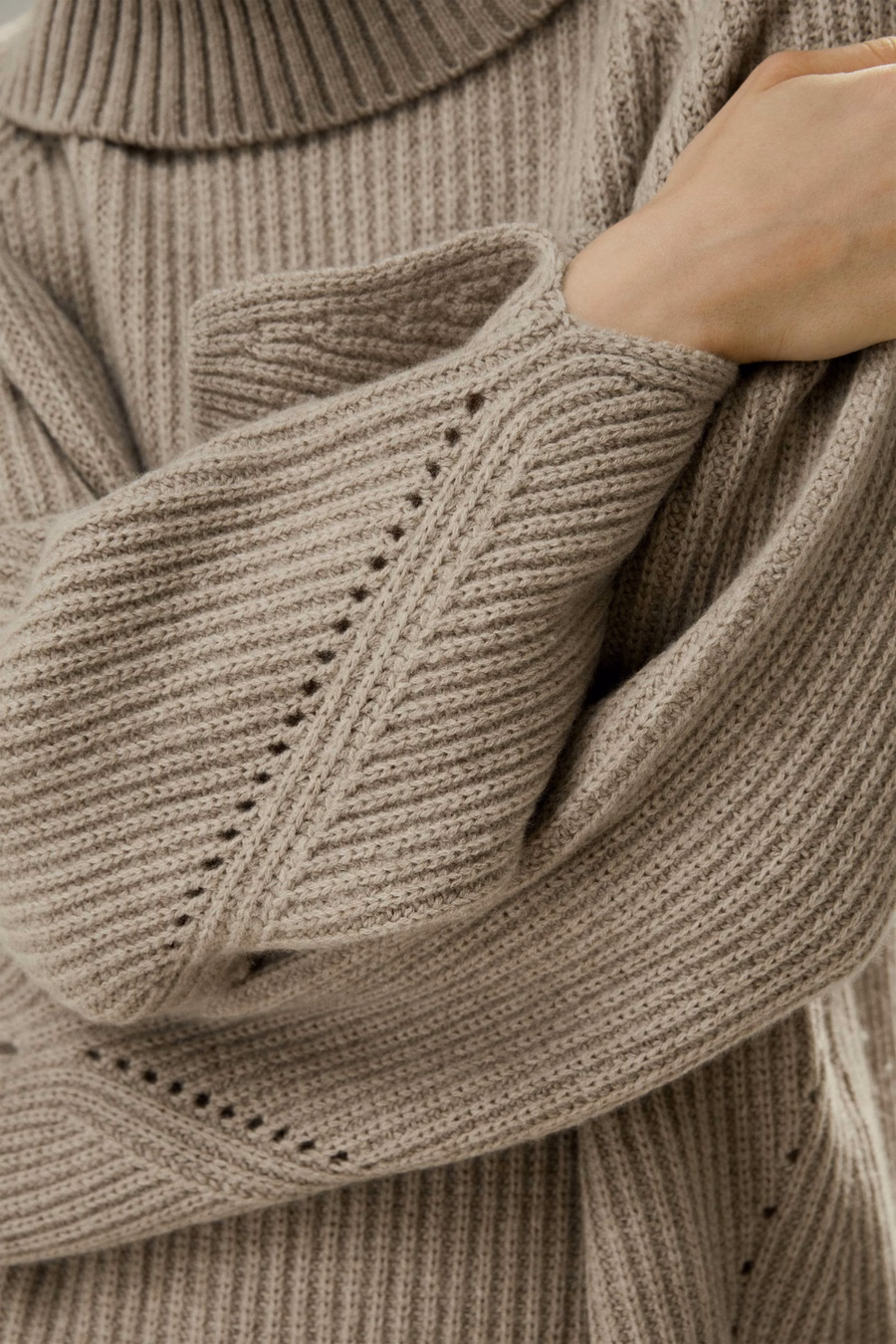 Oversized Merino Wool Sweater with Slit Sleeves