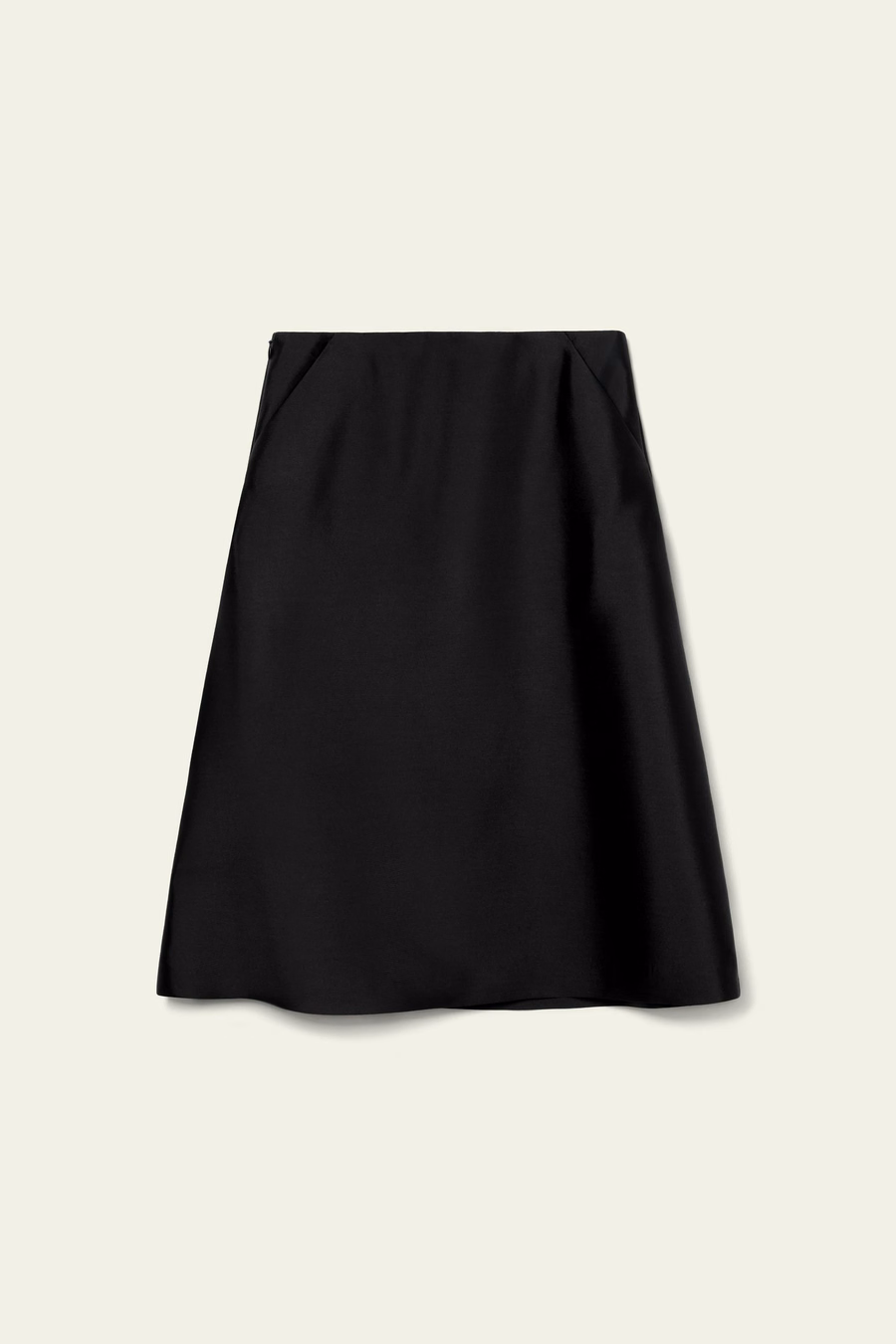 High-Waist Structured Silk-Wool Skirt