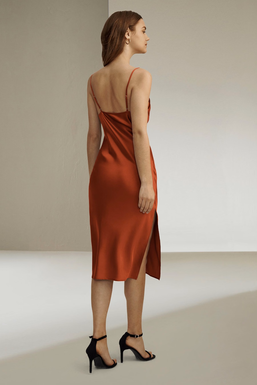 Elegant Alluring Cowl Neck Silk Dress