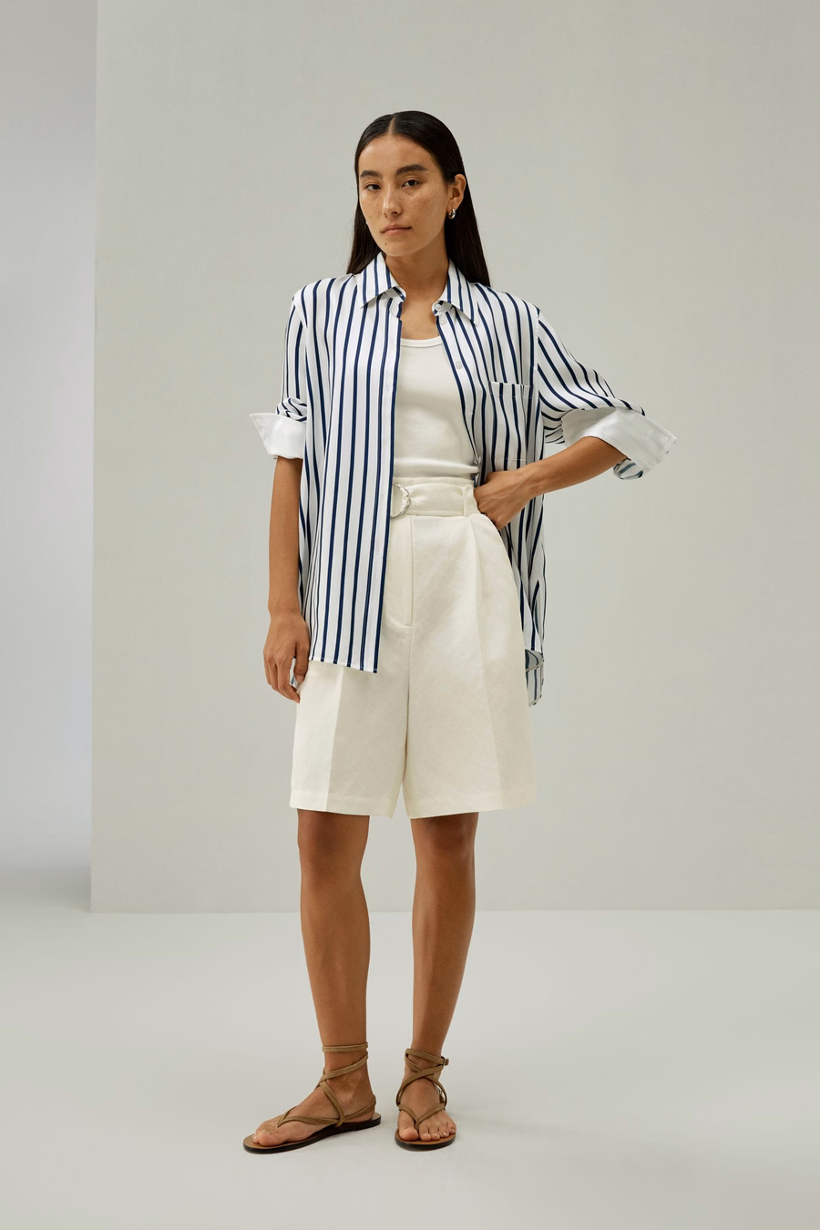 Oversized Palma Stripe Silk Shirt