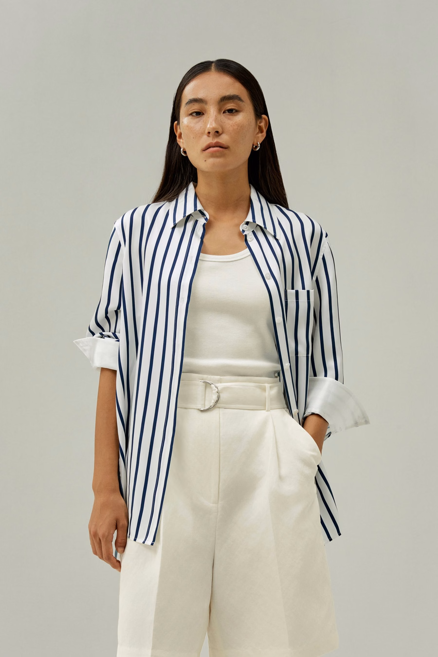 Oversized Palma Stripe Silk Shirt