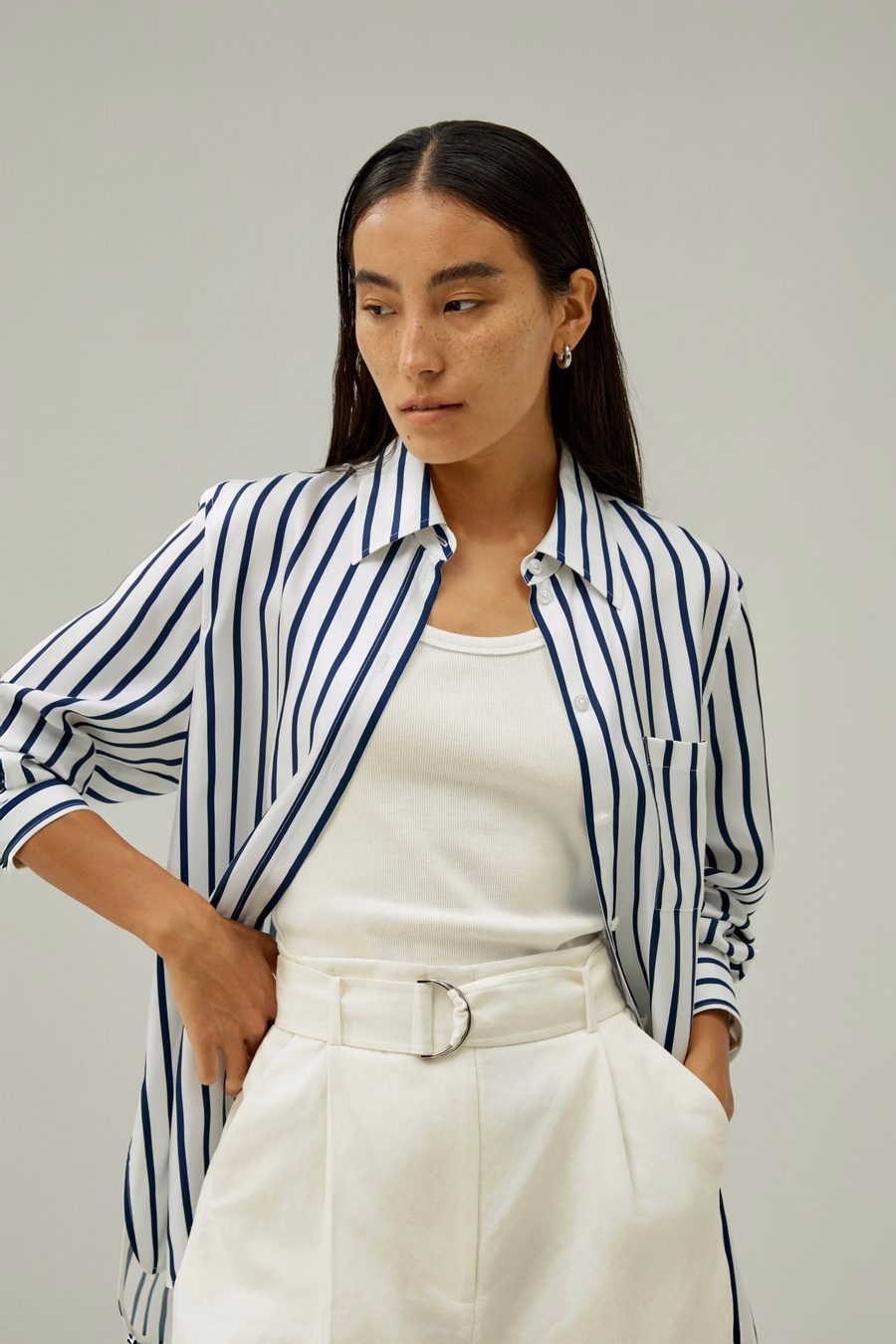 Oversized Palma Stripe Silk Shirt