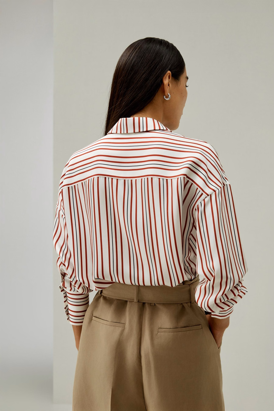 Oversized Striped Silk-Twill Shirt