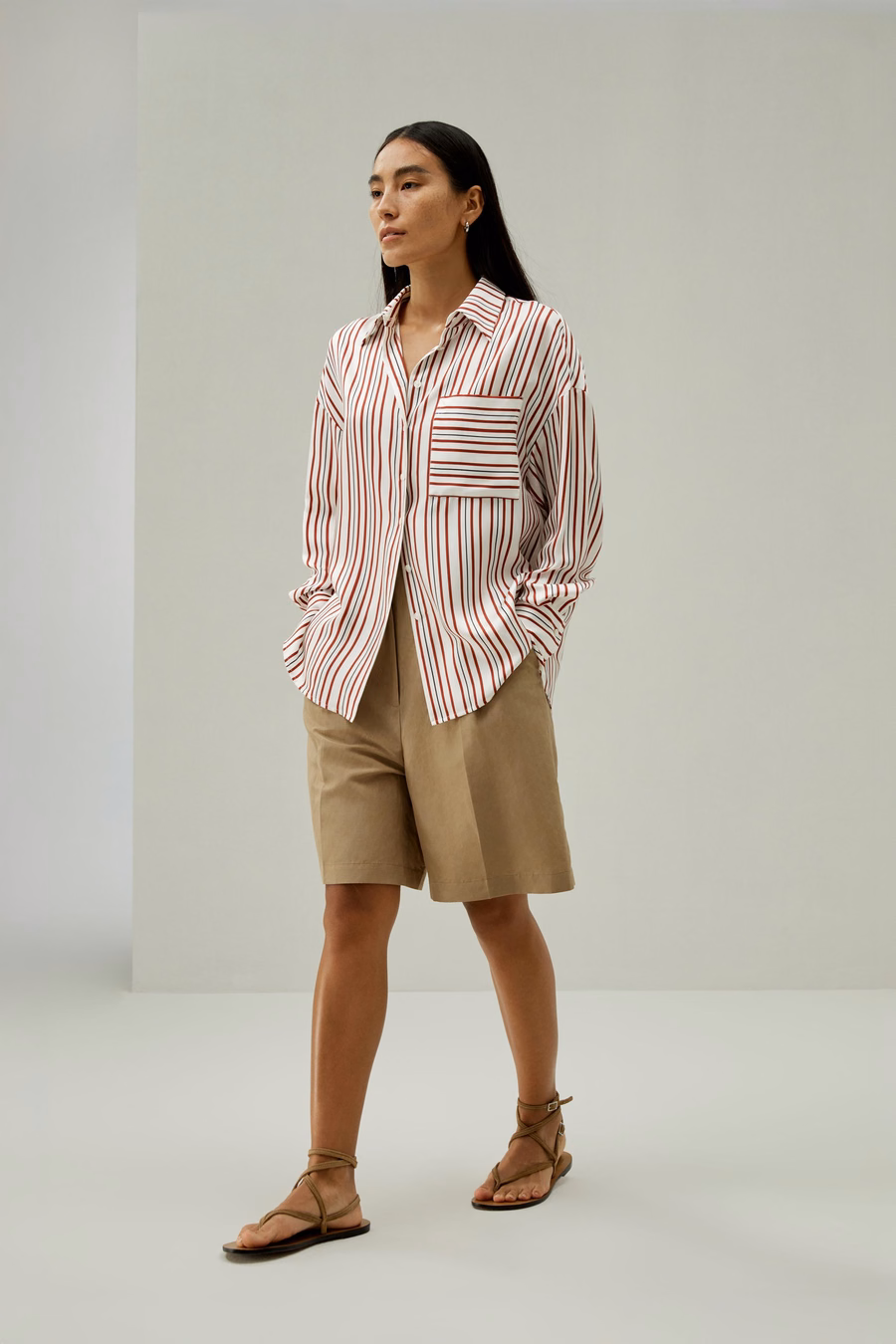 Oversized Striped Silk-Twill Shirt