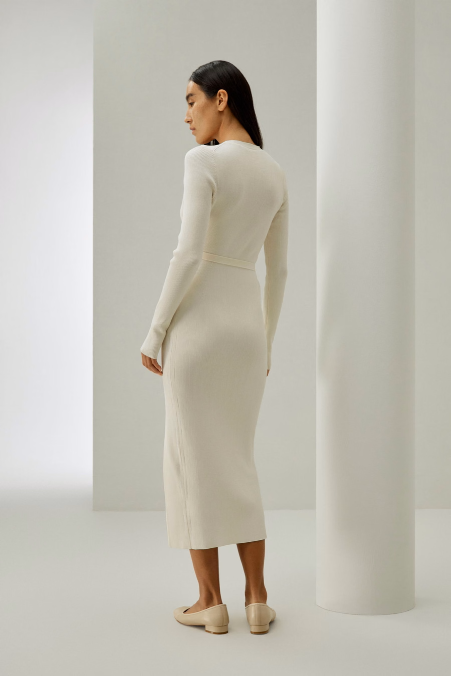Elegant Wrap-Front Silk Knit Dress